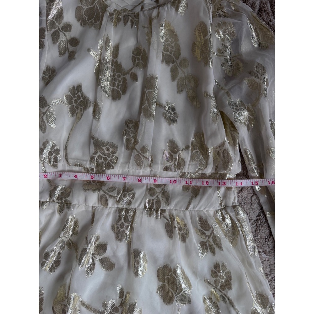 Sage the Label Mini Dress Floral Metallic Long Sleeve Party Dress M - Picture 10 of 12